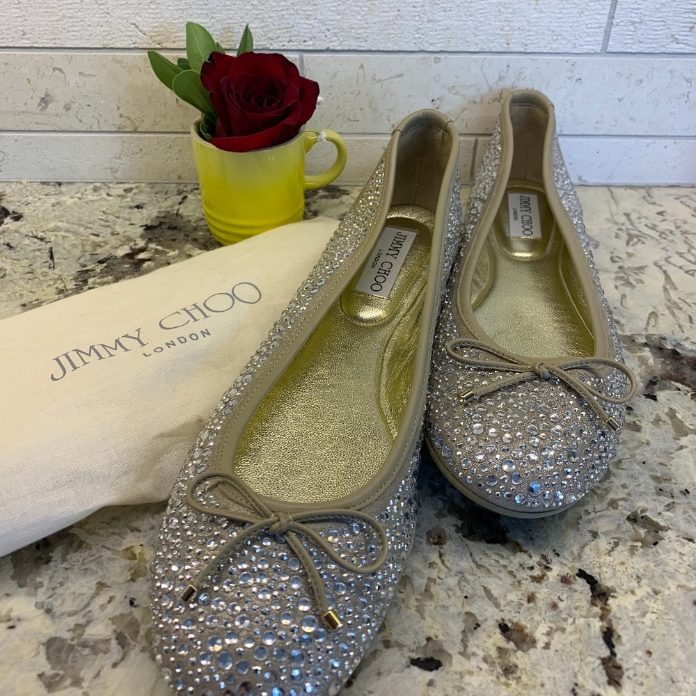 Jimmy Choo Weber Crystal Ballet Flats